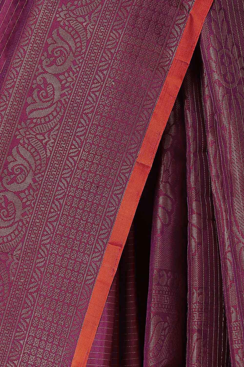 Dark Red Pure Silk South Saree image number null