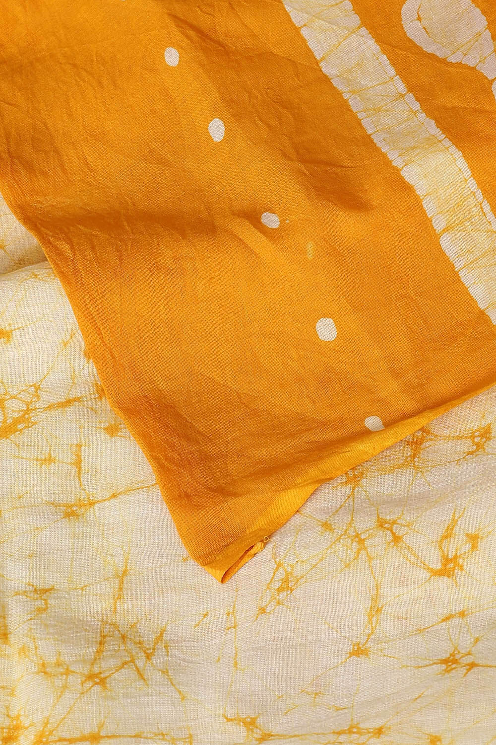 Light Pure Yellow Cotton Batik Saree image number null