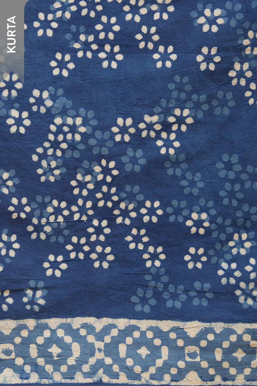 Blue Pure Cotton Dabu Block Printed Unstitched Suit Set image number null