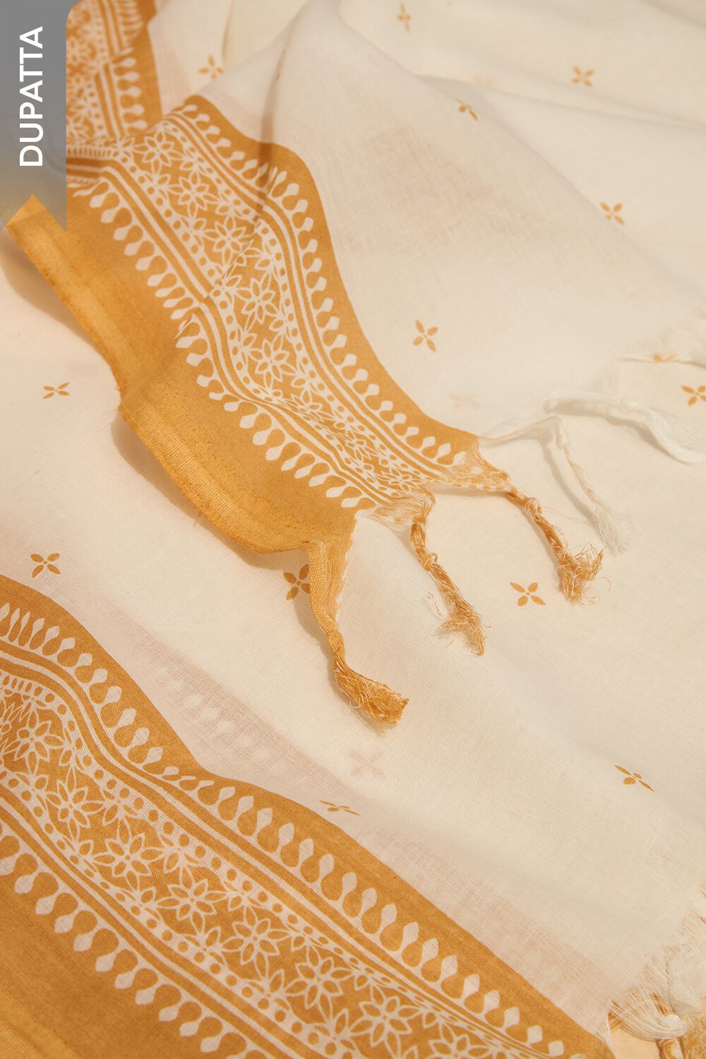 Dark Yellow Embroidered Pure Cotton Unstitched Suit Set image number null
