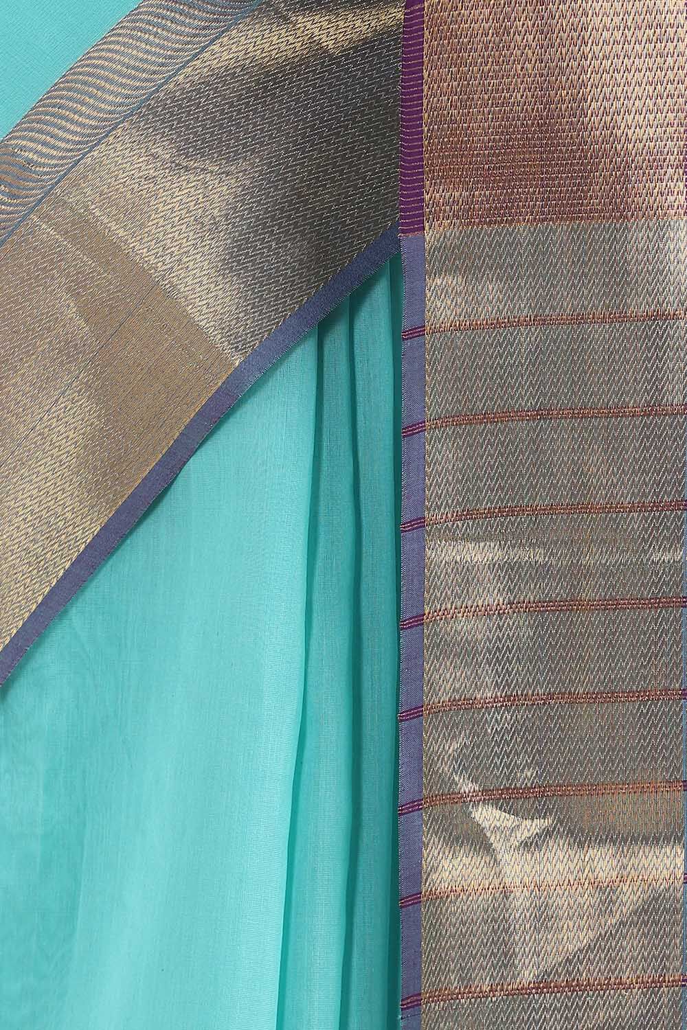 Light Blue Pure Silk Cotton Maheshwari Saree image number null
