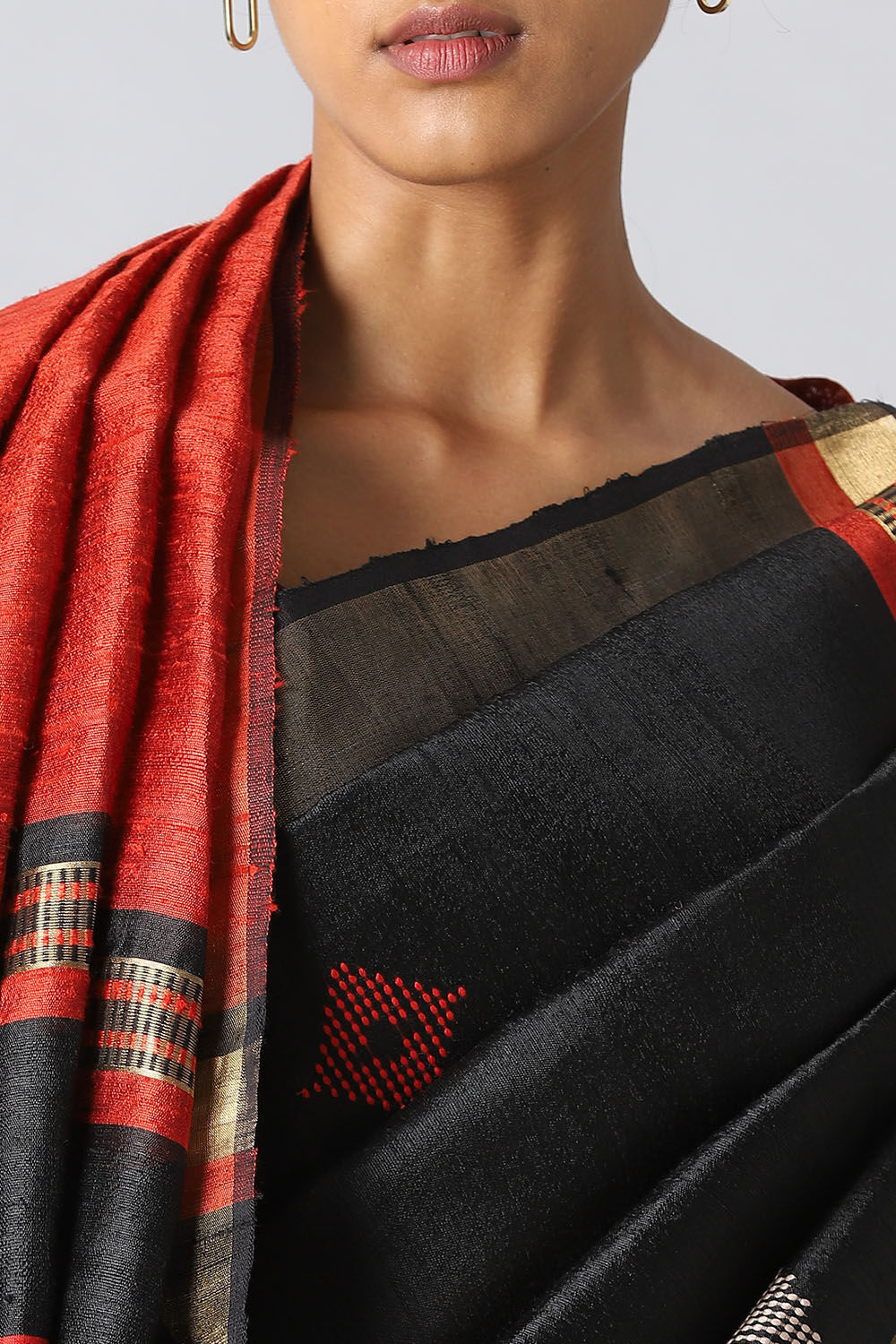 Black Pure Tussar Silk Bhagalpuri Saree image number null