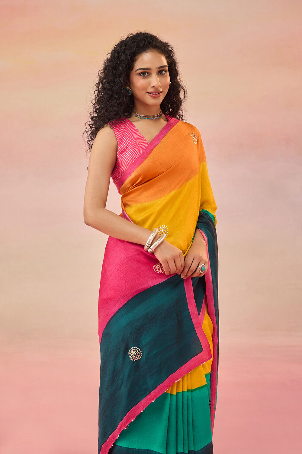 Multi Bengal Pure Silk Hand Painted Embroidered Saree image number null