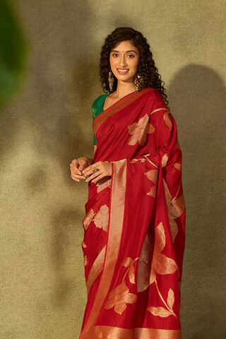 Dark Red Pure Viscose Woven Saree image number