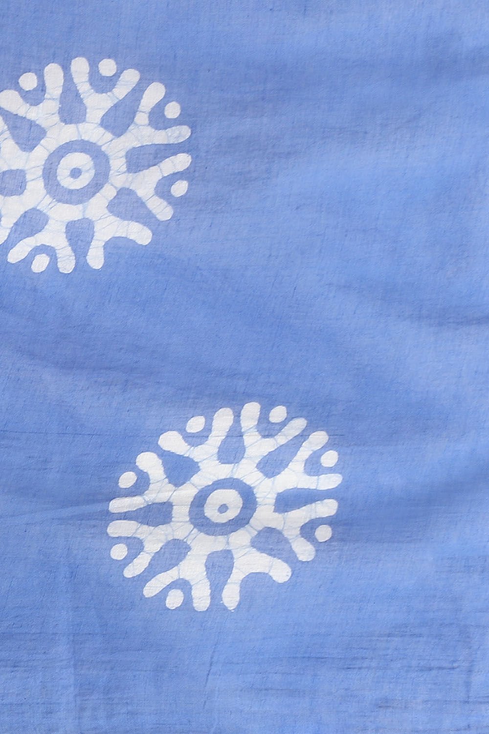 Light Pure Blue Cotton Batik Saree image number null