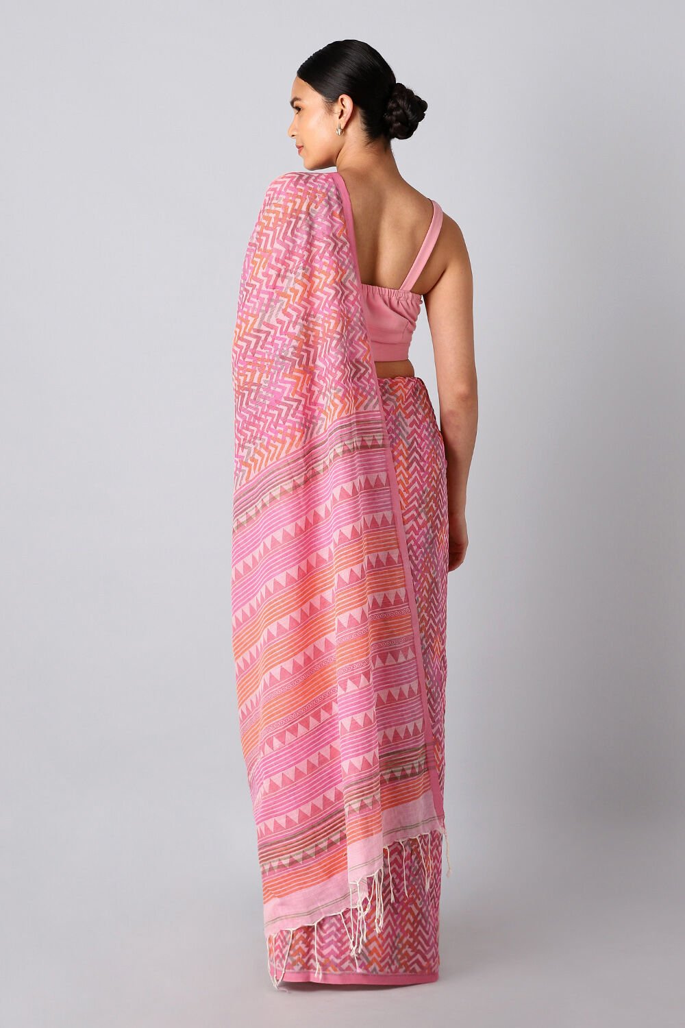 Pink Pure Cotton Printed Saree image number null