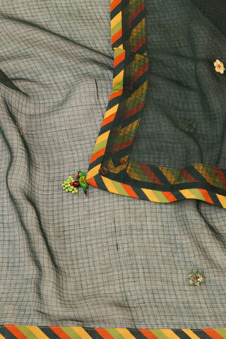 Dark Green Embroidered Pure Cotton Kota Saree thumbnail image number null
