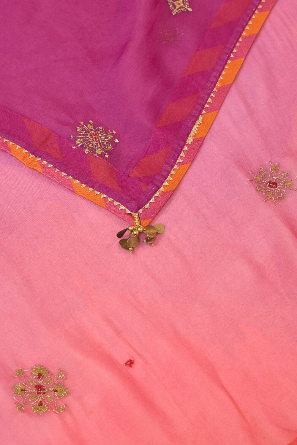 Orange Viscose Organza Embroidered Saree image number null