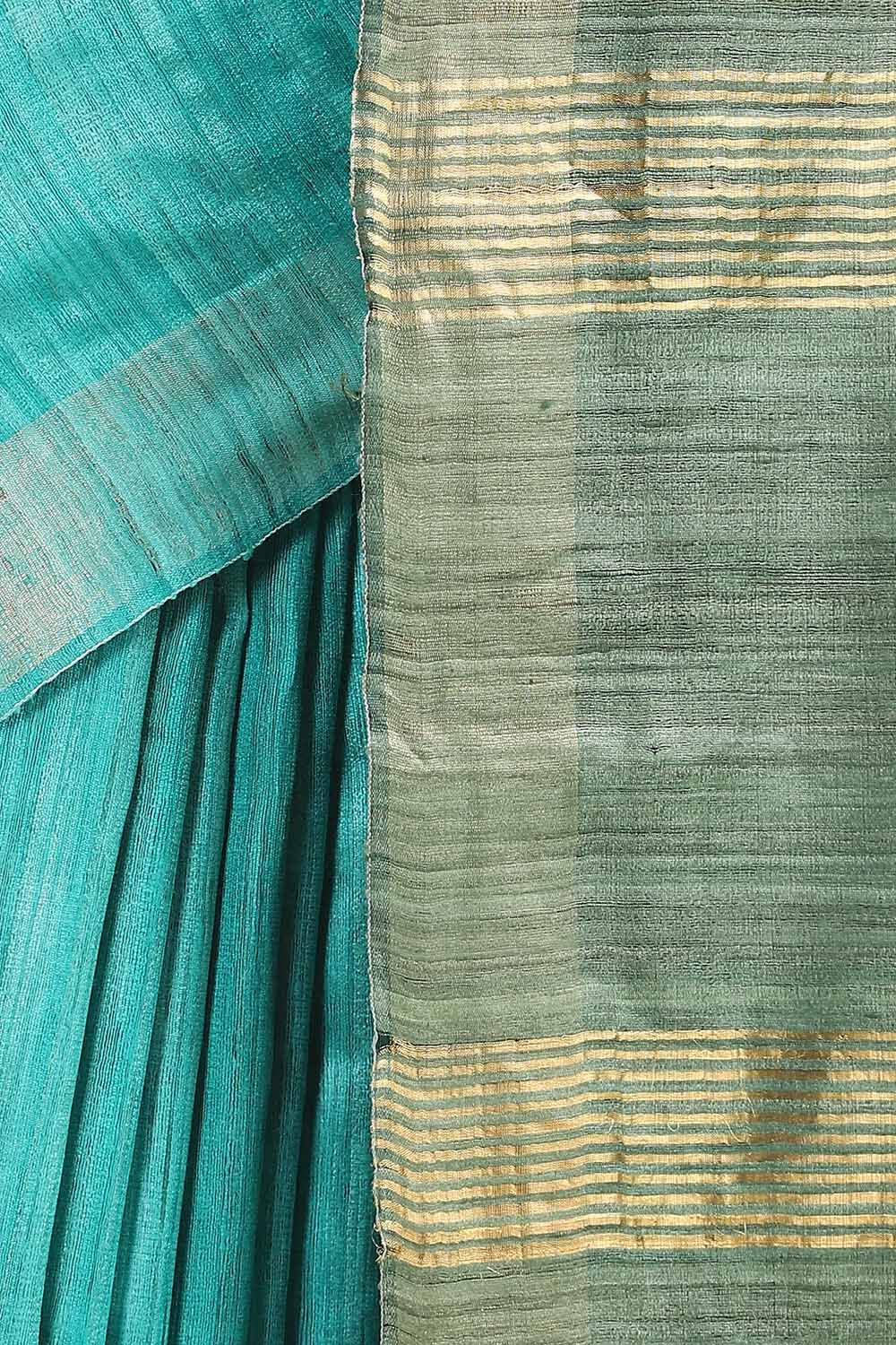 Light Green Pure Tussar Silk Tie and Dye Saree image number null