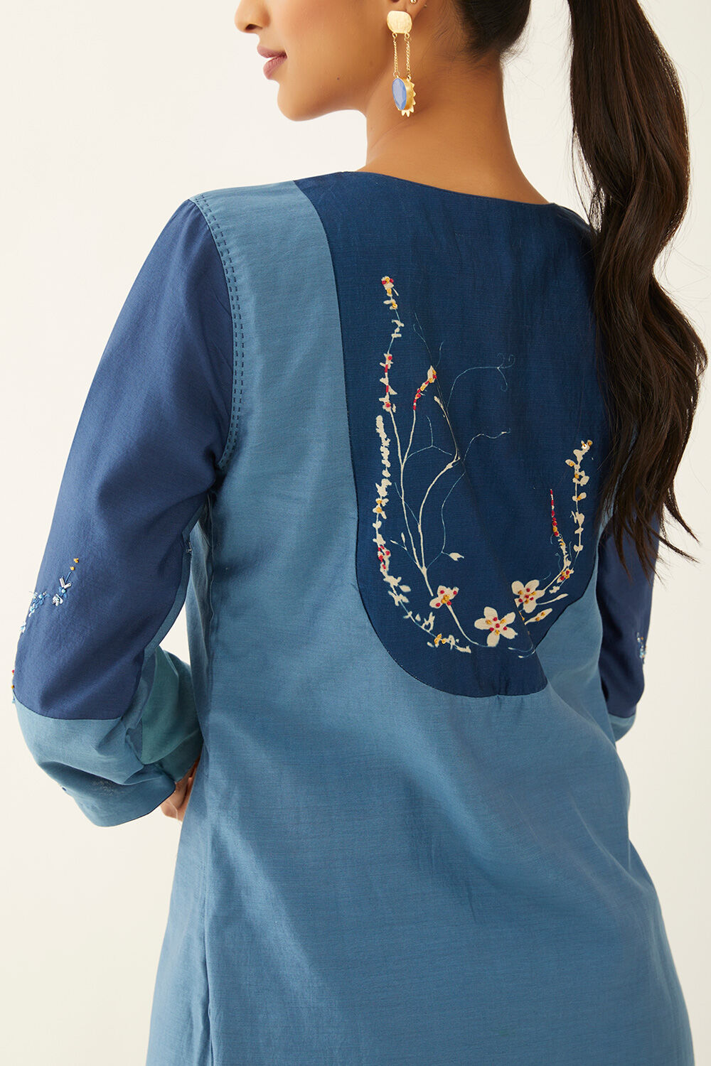 Blue Pure Silk Cotton Cyanotype Kurta image number null