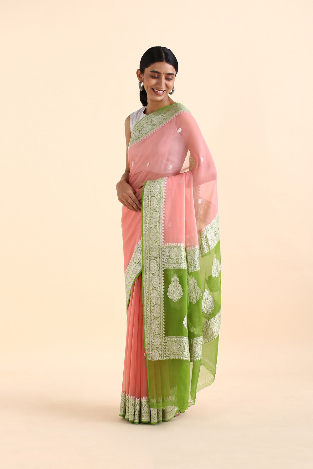 Light Pure Pink Georgette Banarasi Saree image number null