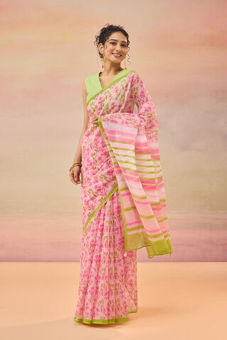 Pink Bengal Screen Printed Pure Cotton Kota Saree thumbnail image number null