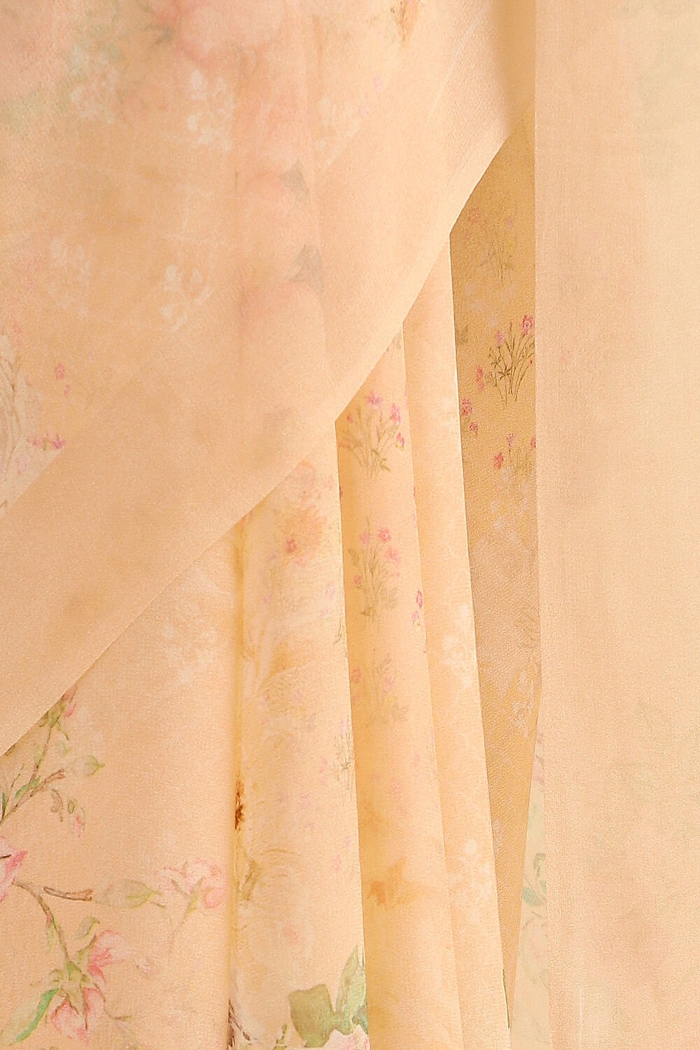 Light Orange Viscose Georgette Digital Printed Saree image number null