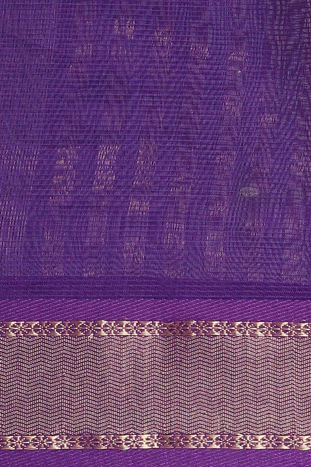 Violet Pure Silk Cotton Maheswari Saree image number null