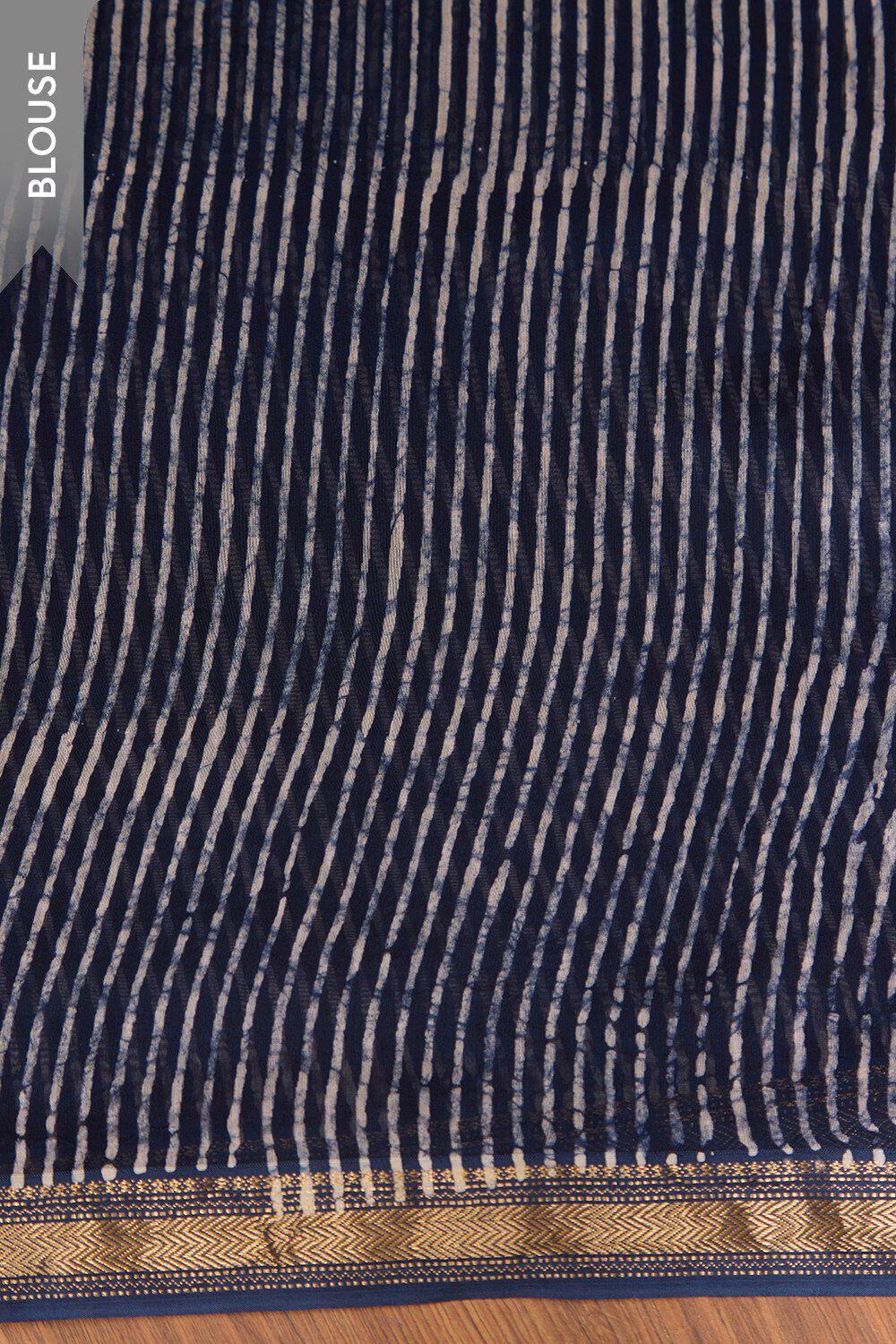Dark Blue Pure Silk Cotton Batik Saree image number null