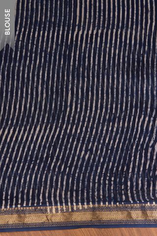 Dark Blue Pure Silk Cotton Batik Saree thumbnail image number null