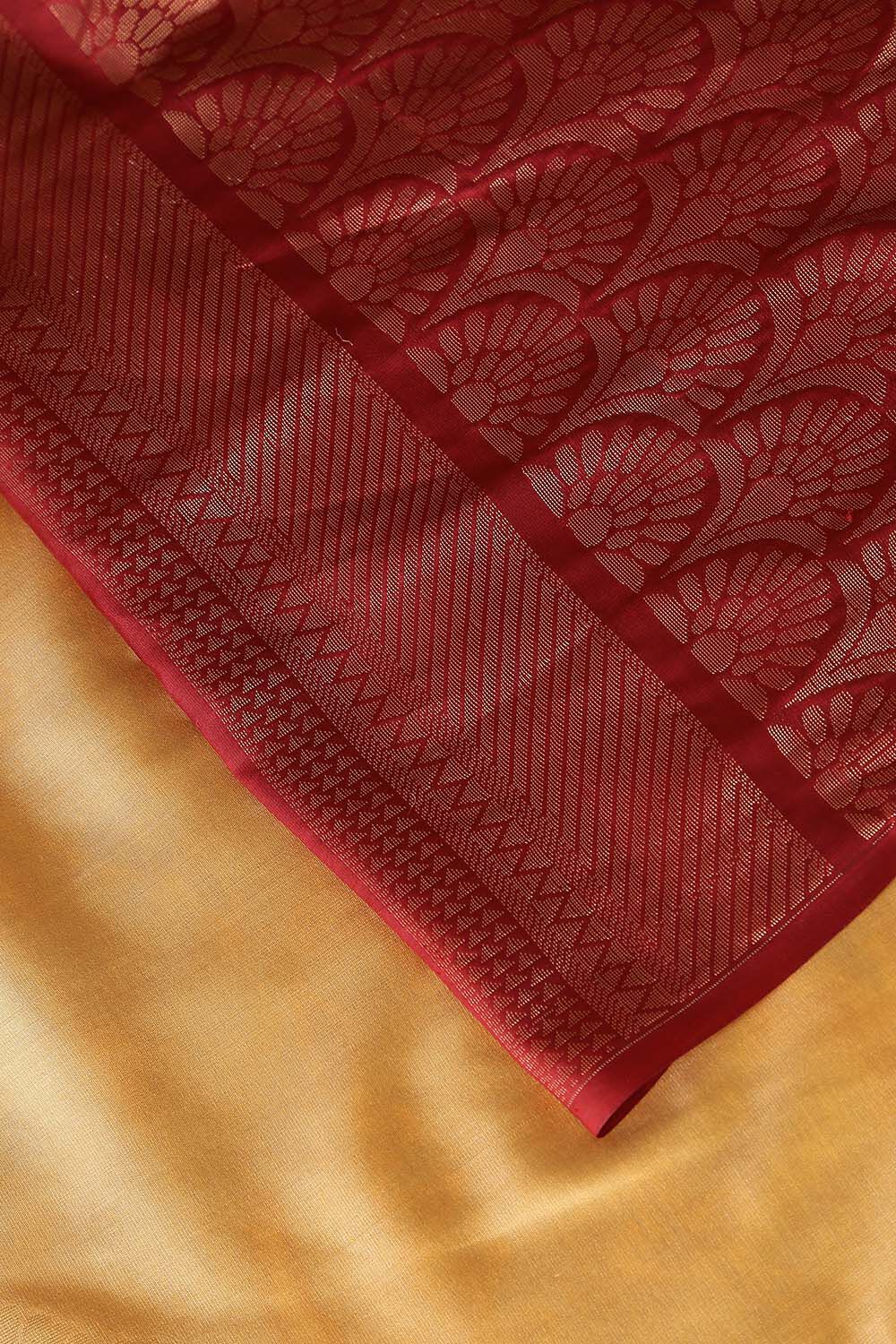 Gold Pure Silk Tencel South Saree image number null