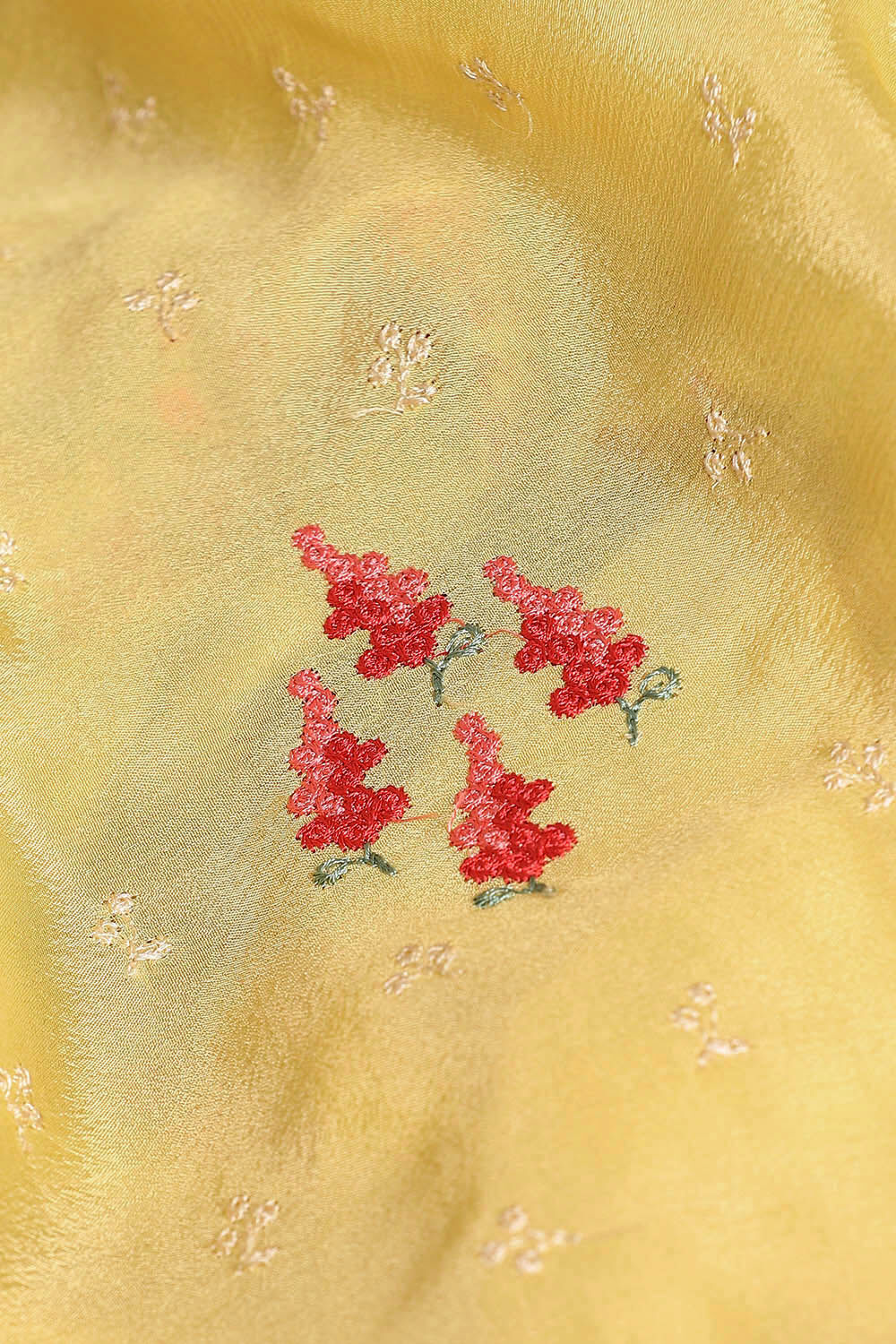 Yellow Pure Viscose Embroidered Saree image number null