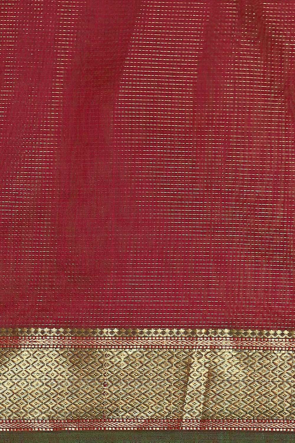 Green Pure Silk Cotton Maheswari Saree image number null