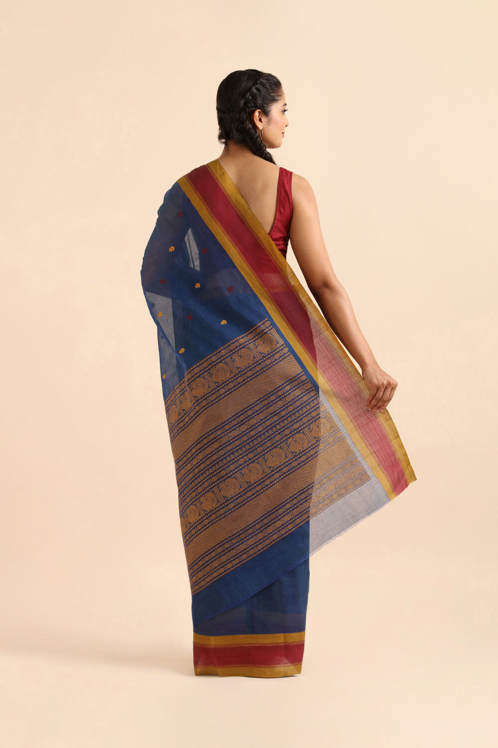 Blue Pure Cotton South Saree image number null