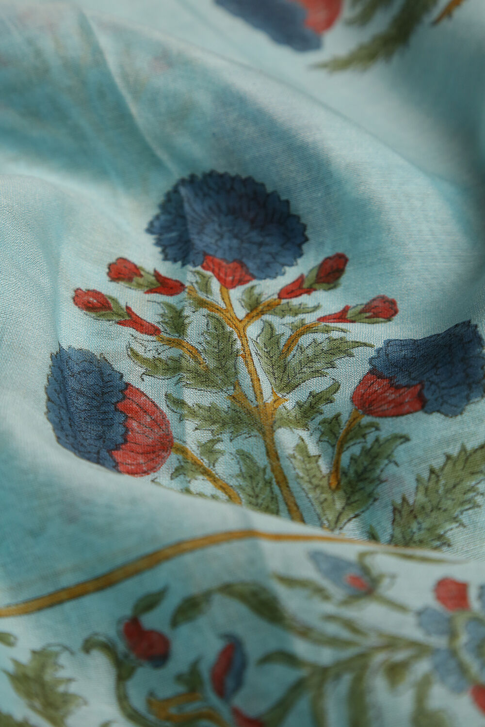 Powder Blue Printed Pure Silk Cotton Suit Set image number null
