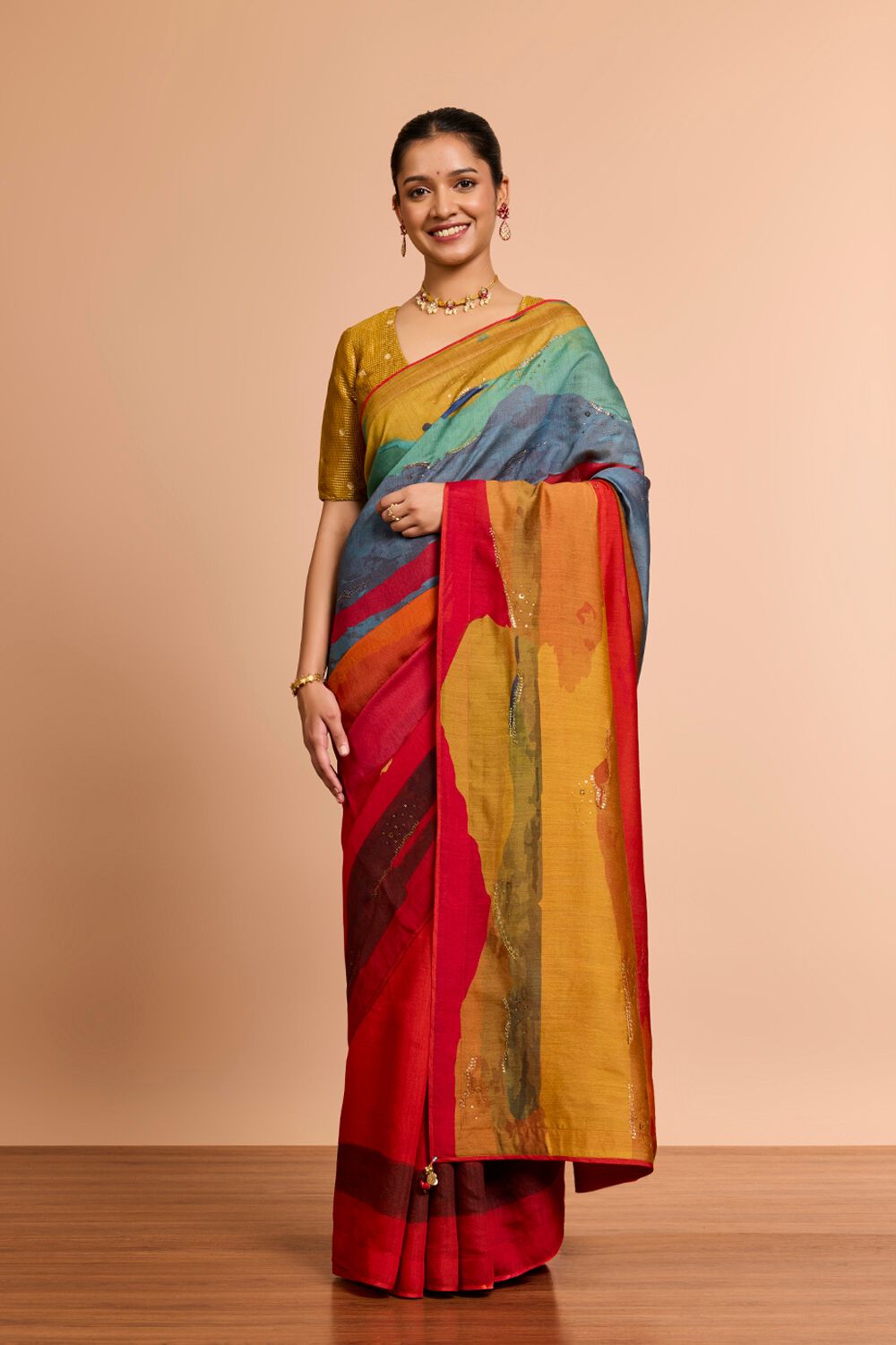 Multi Pure Silk Embroidered Saree image number null