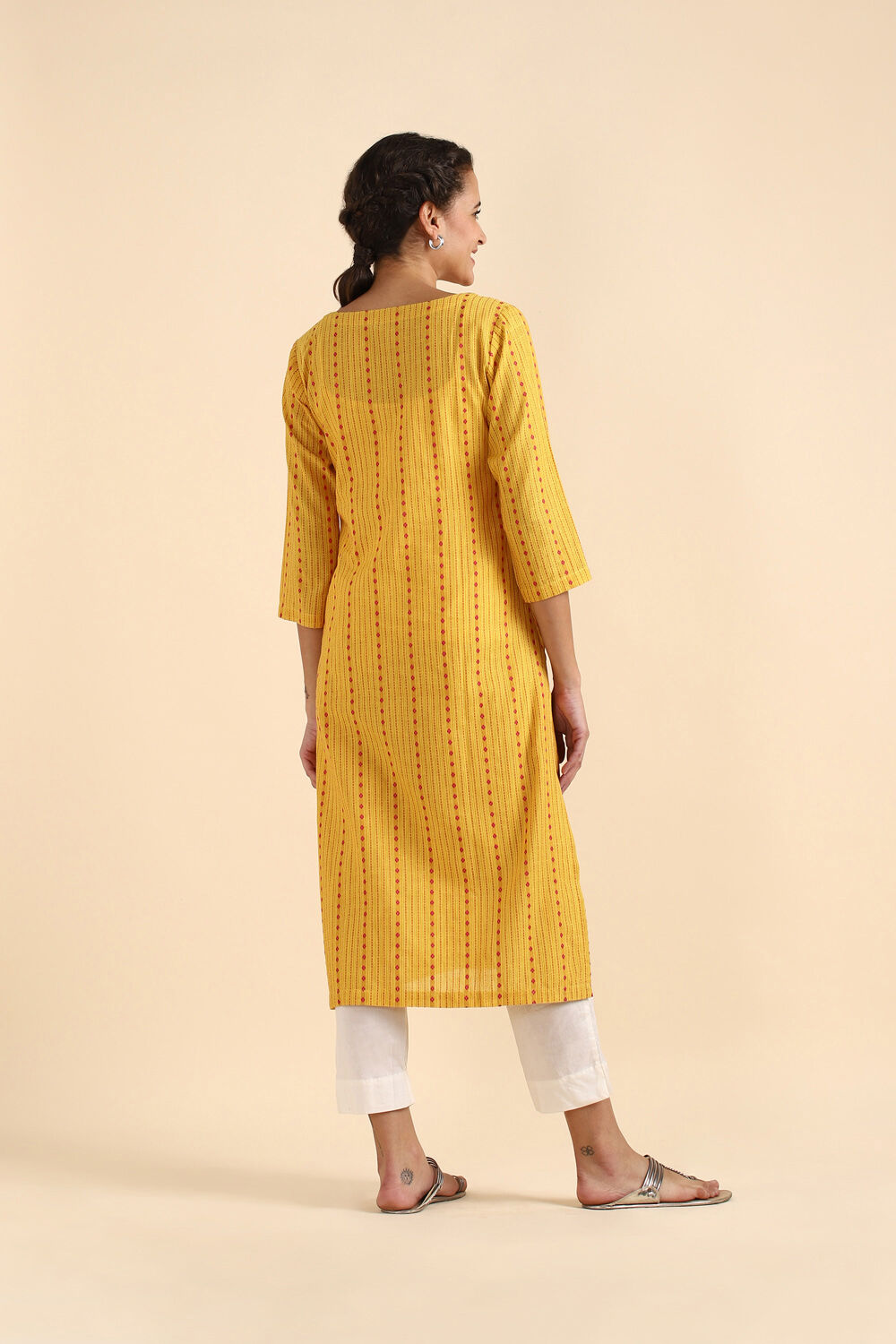 Yellow Woven Cotton Kurta image number null