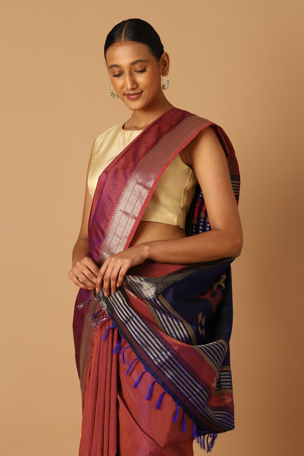 Red Pure Silk Extra Weft Saree image number null