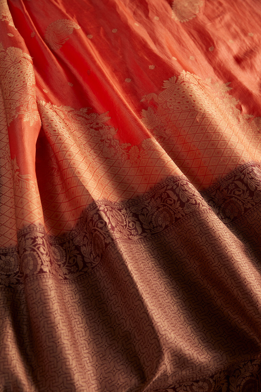 Orange Woven Luxe Saree image number null