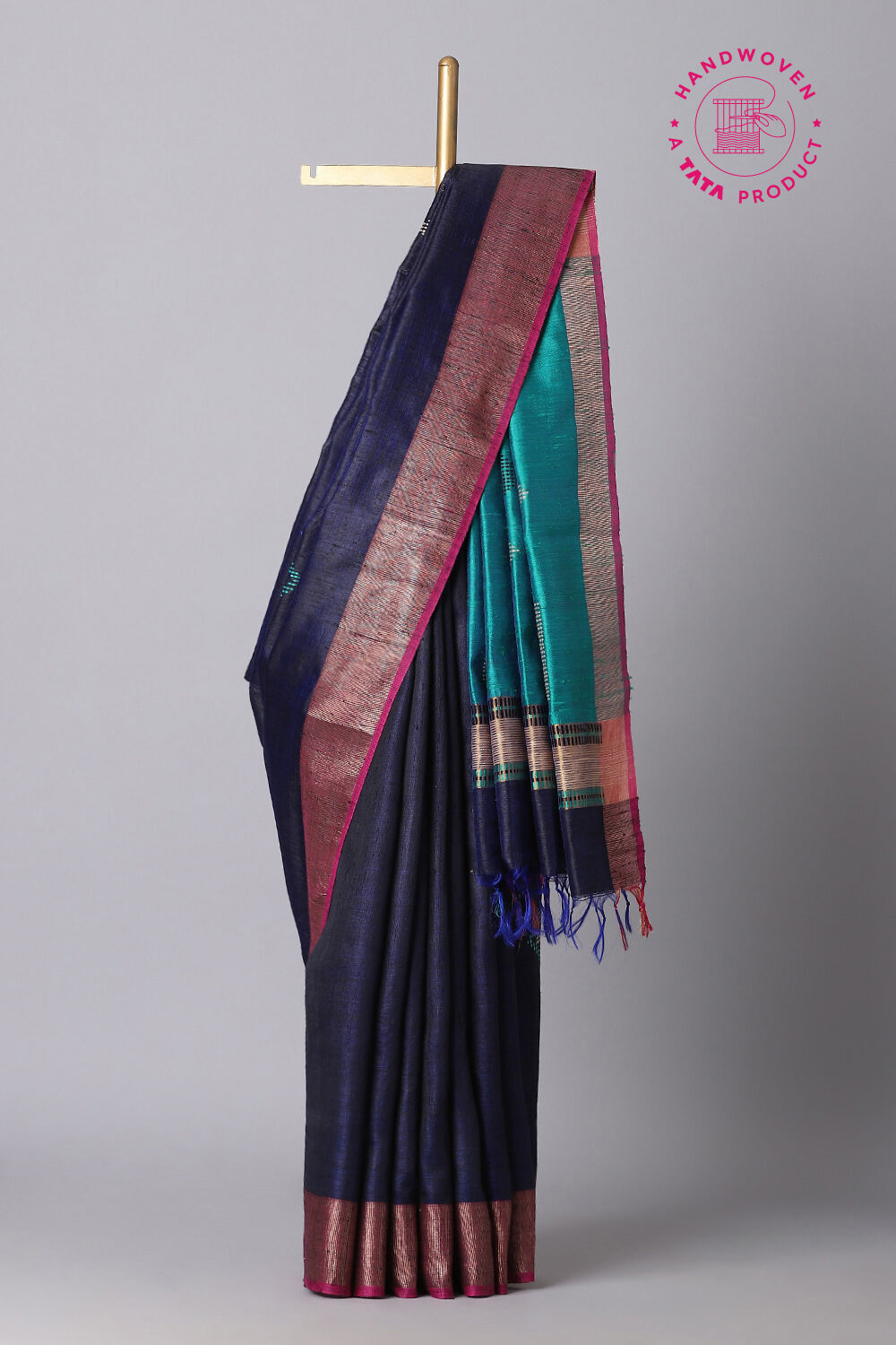Blue Pure Tussar Silk Bhagalpuri Saree image number null