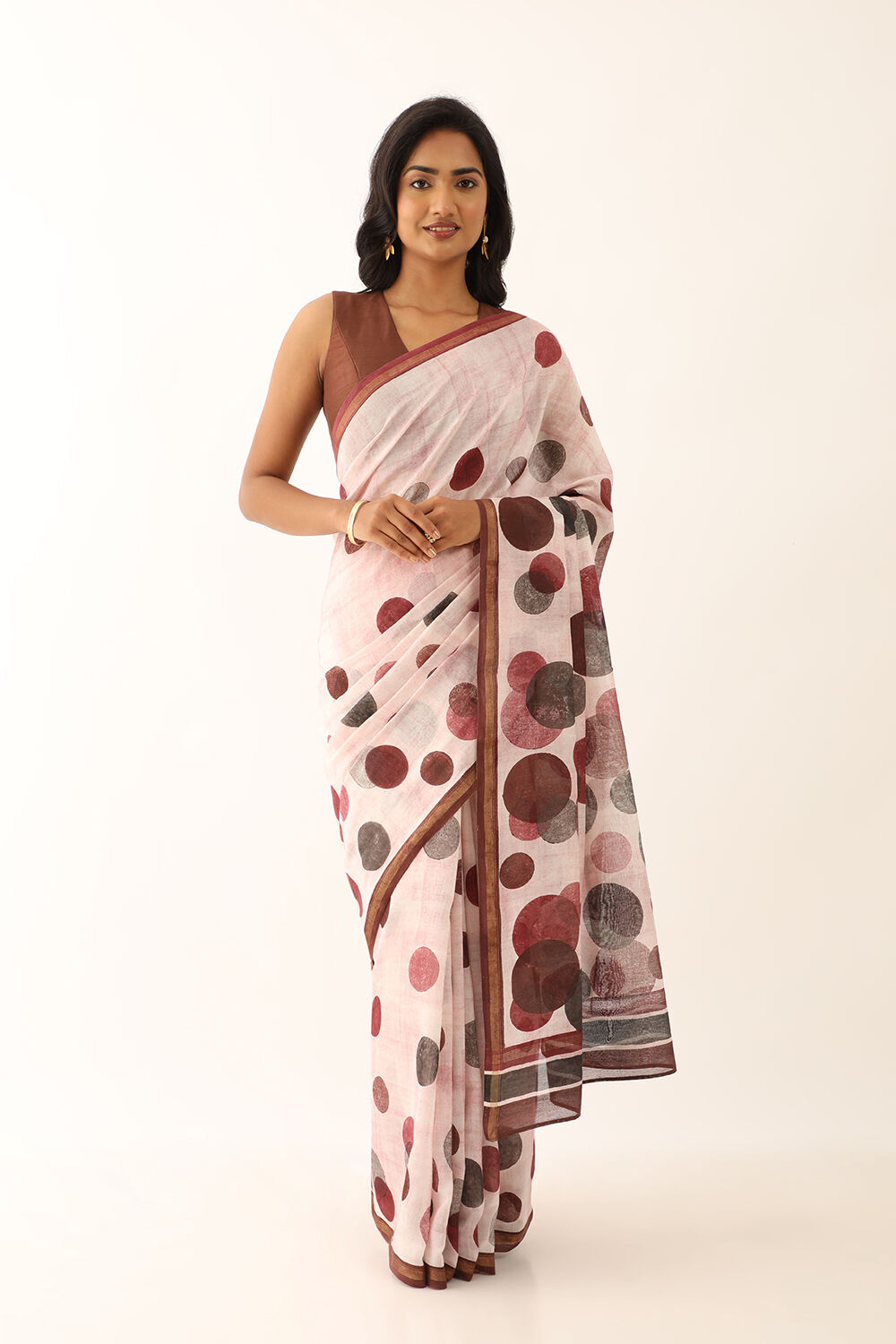 Light Pink Pure Silk Cotton Block Printed Saree image number null