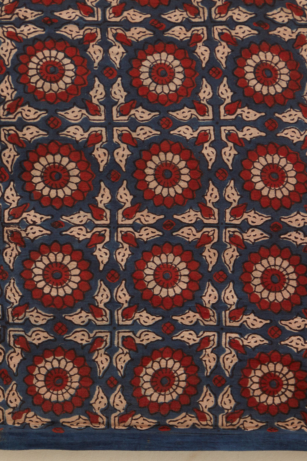 Blue Pure Cotton Ajrakh Block Print Saree image number null