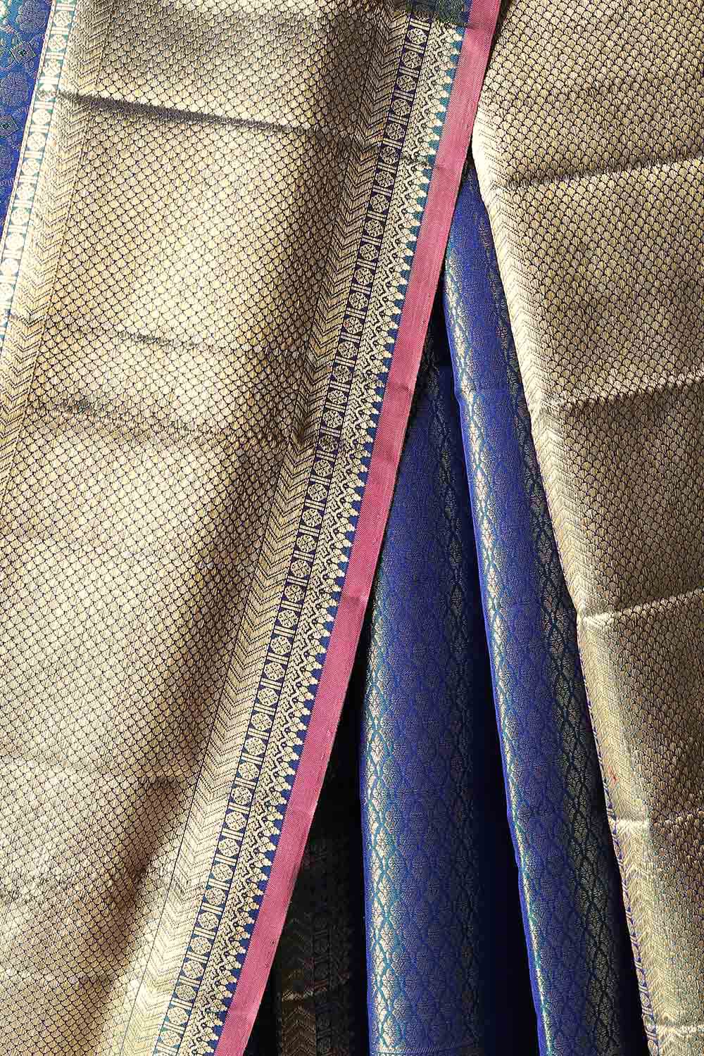 Blue Pure Silk Kanjivaram Saree image number null
