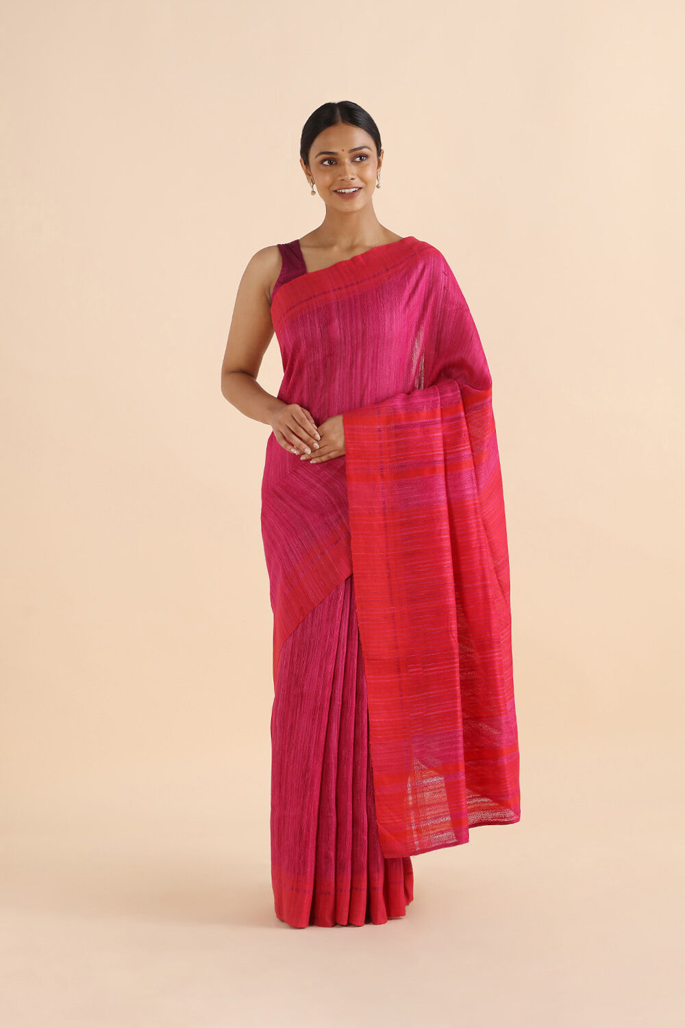 Pink Pure Tussar Bhagalpuri Saree image number null