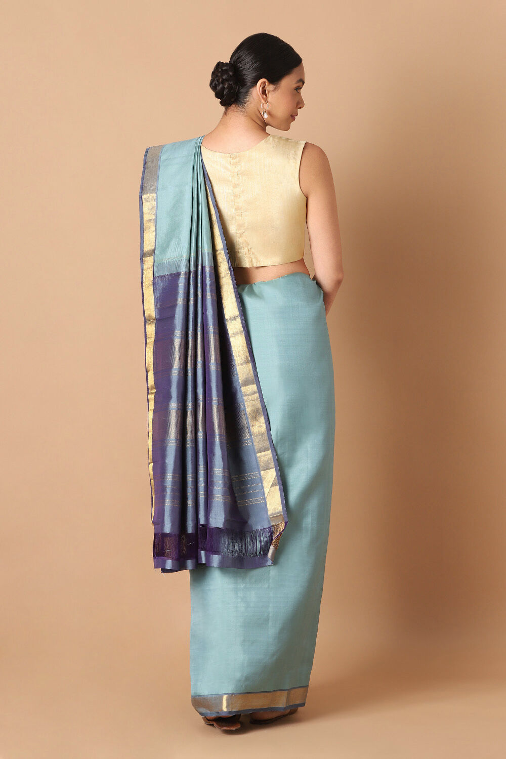 Blue Pure Silk Kanjivaram Saree image number null