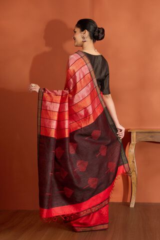 Red Bhagalpur Woven Pure Tussar Silk Saree thumbnail image number null