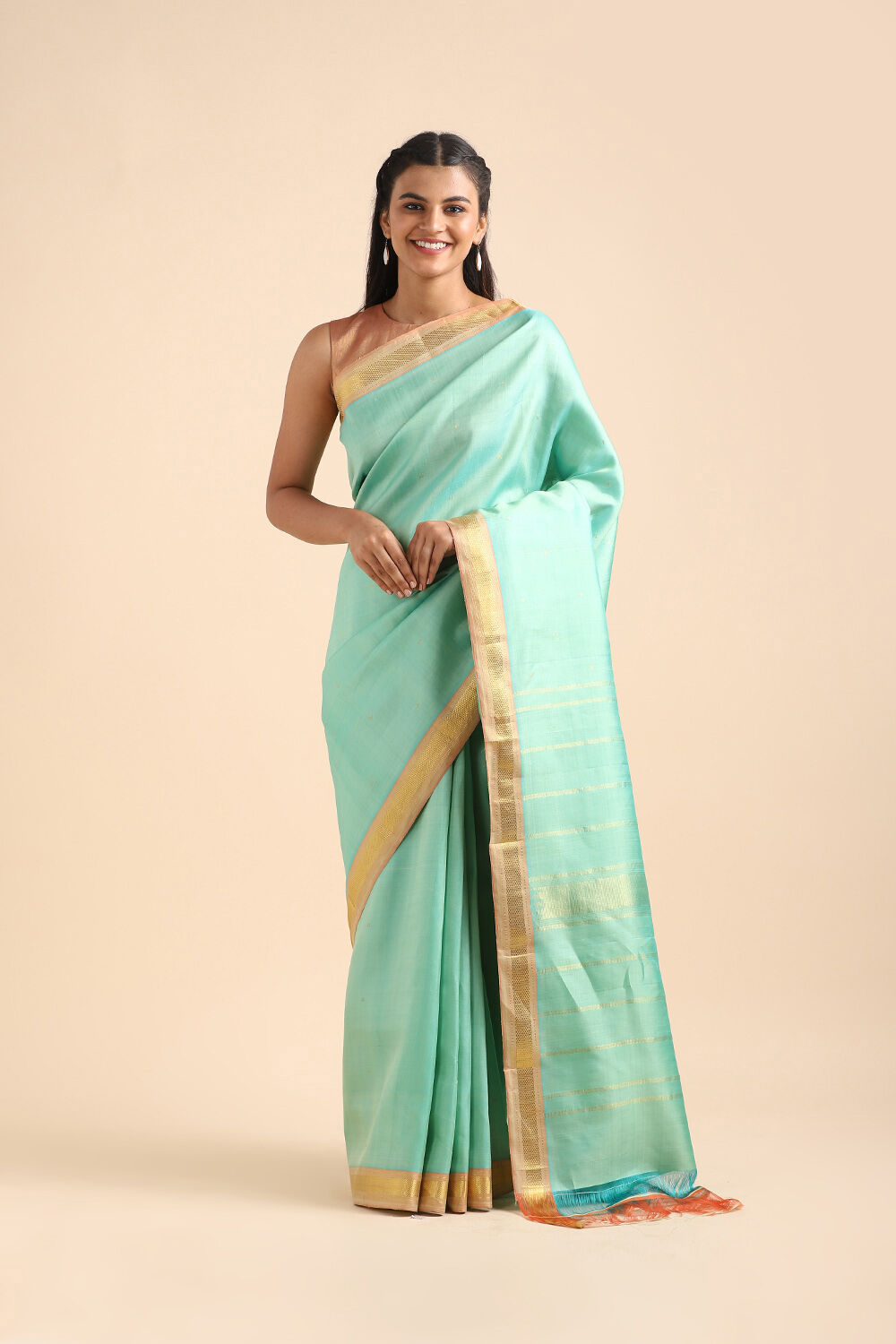 Light Green Pure Silk Kanjivaram Saree image number null