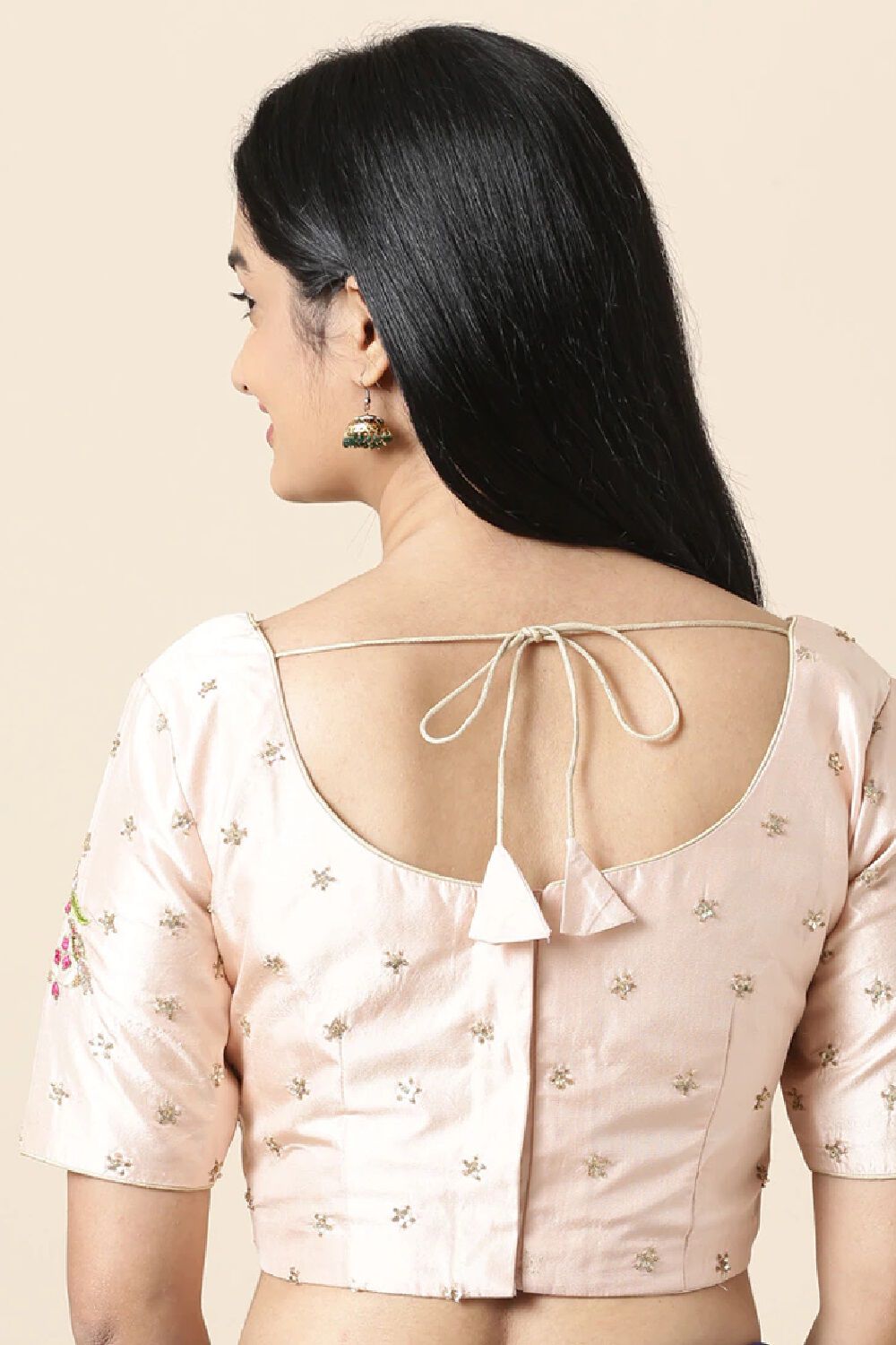 Blush Pink Silk Zardozi Work Blouse image number null