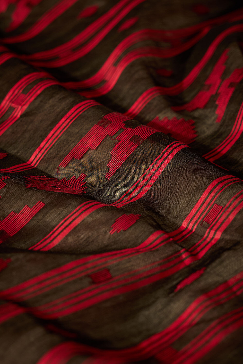 Black Bengal Pure Silk Cotton Jamdani Saree image number null