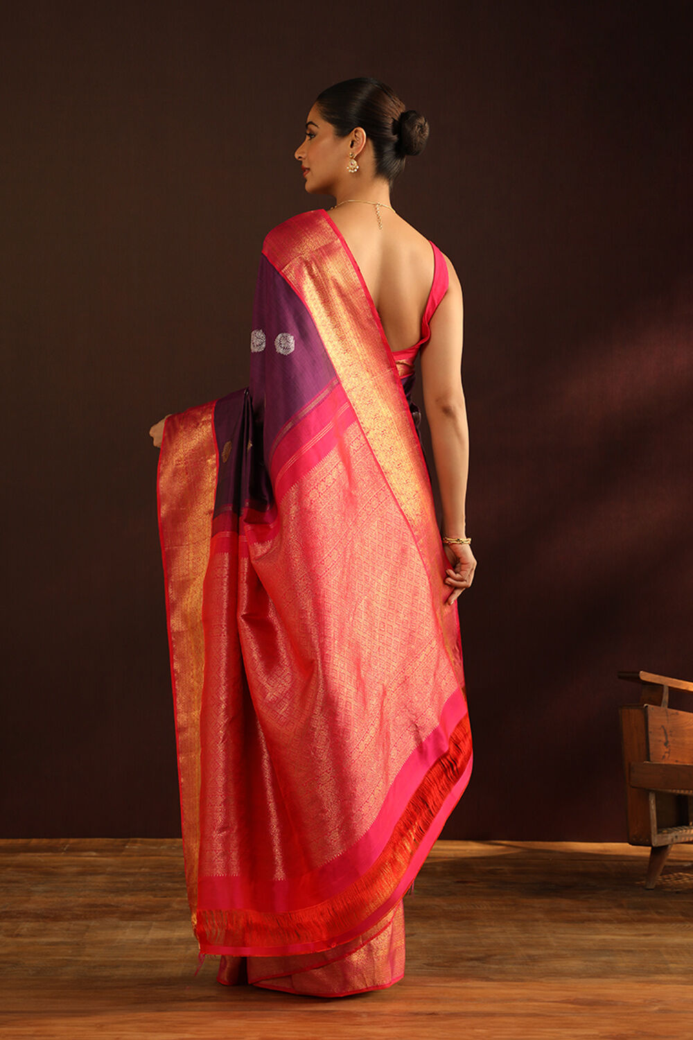 Purple Woven Pure Silk Kanjivaram Saree image number null