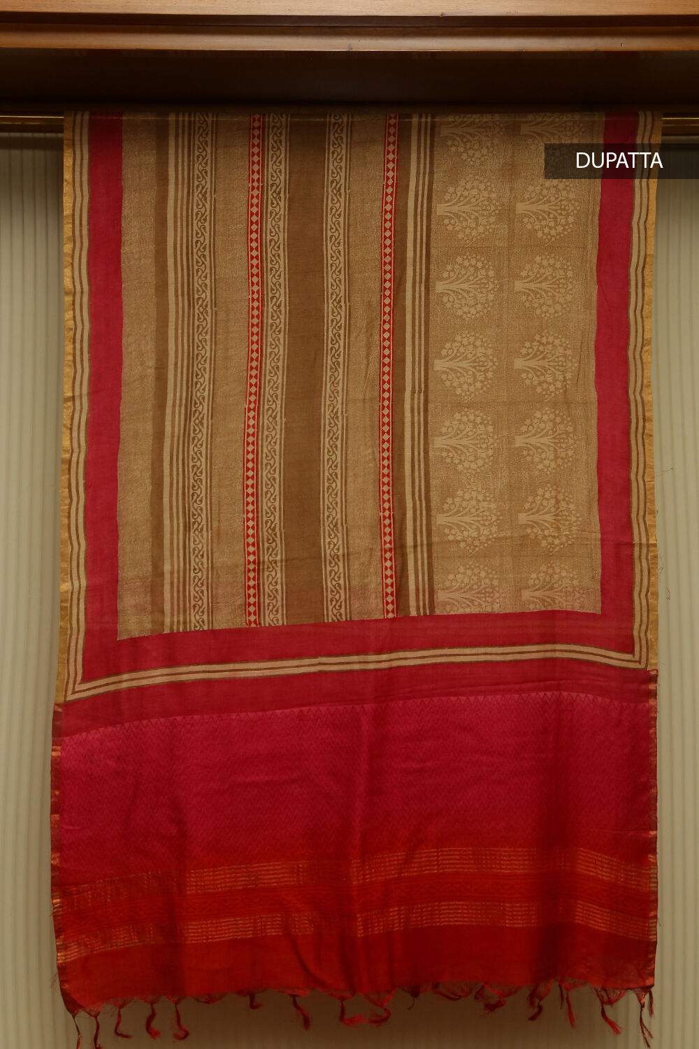 Red Pure Tussar Vanya Suit Set image number null