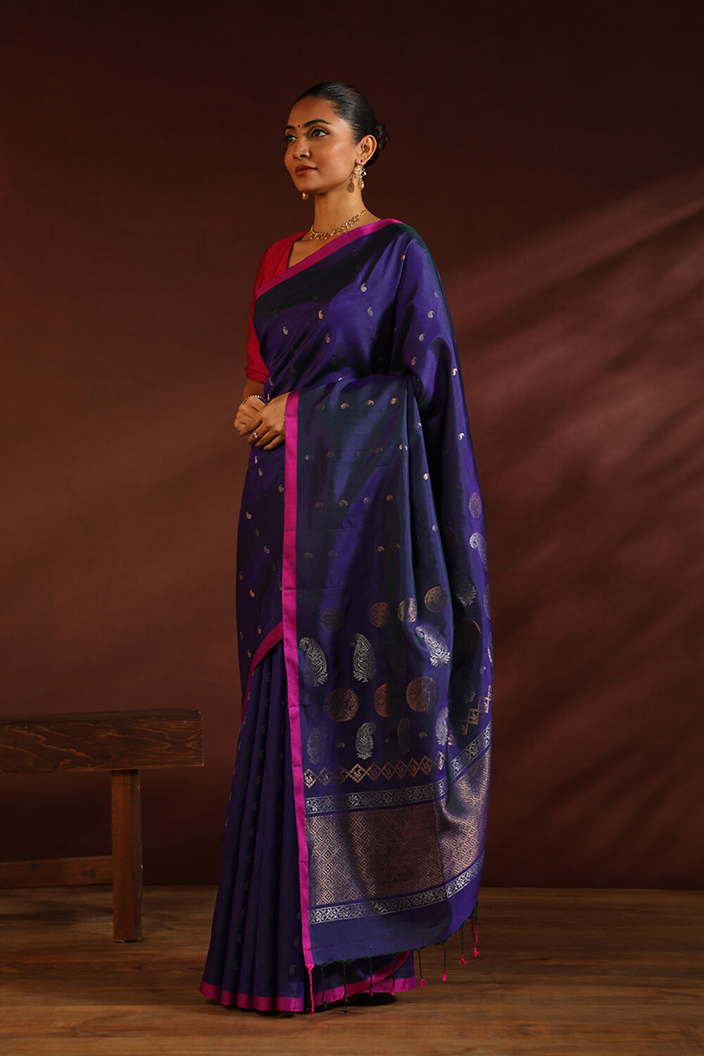 Blue South Pure Silk Woven Saree image number null