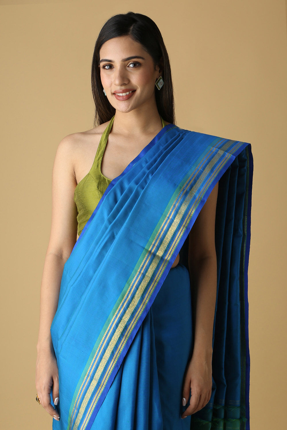 Blue Pure Silk Kanjivaram Saree image number null