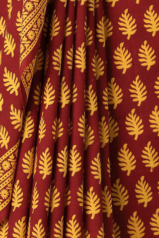 Red Pure Cotton Bagh Printed Saree thumbnail image number null