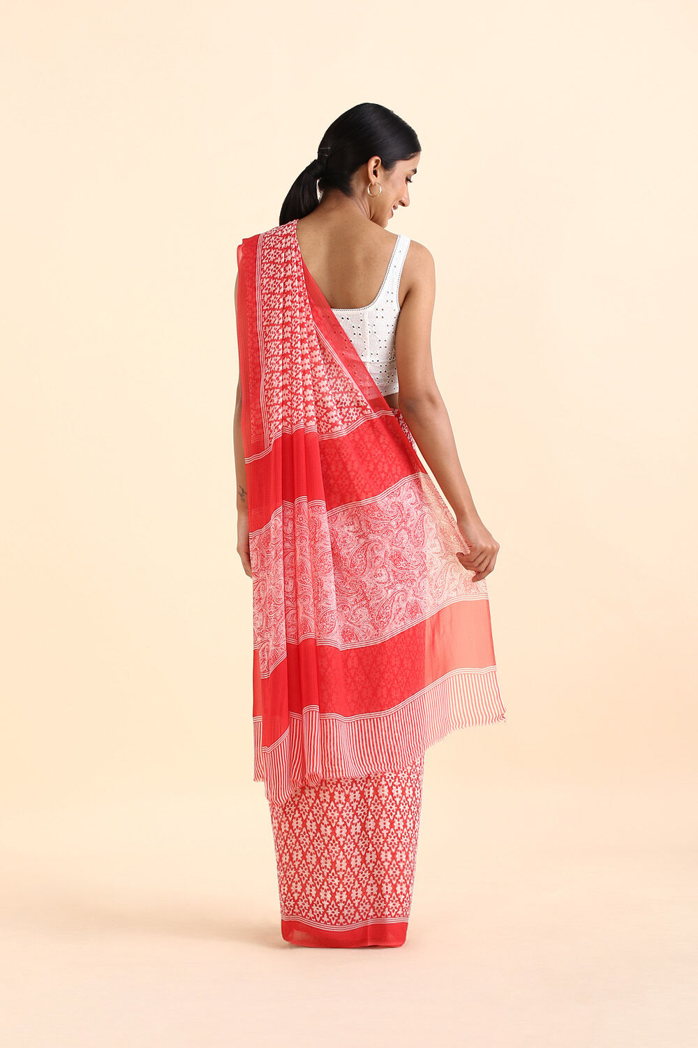 Light Red Viscose Georgette Printed Saree image number null