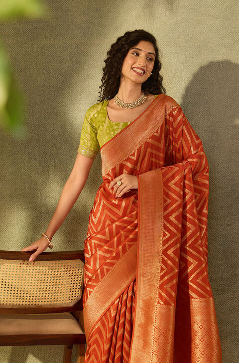 Orange Pure Viscose Woven Saree
