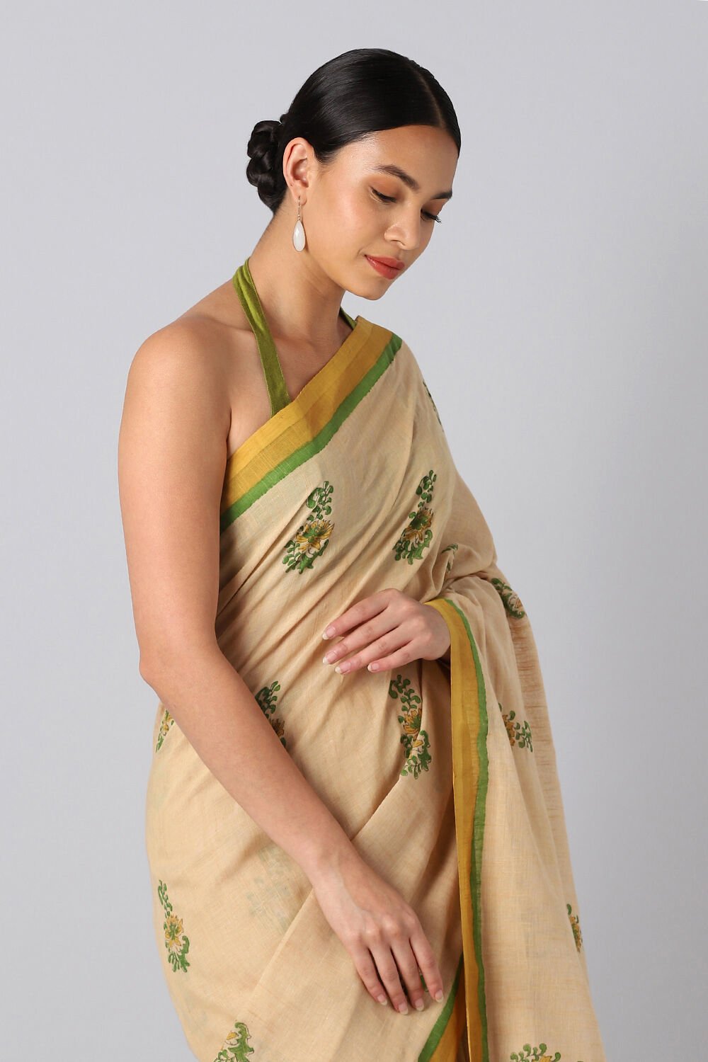 Brown Pure Cotton Printed Saree image number null