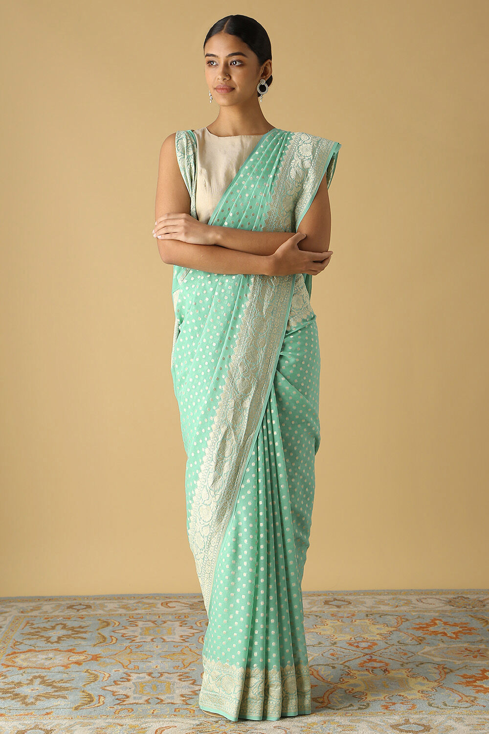 Light Blue Pure Georgette Banarasi Saree image number null