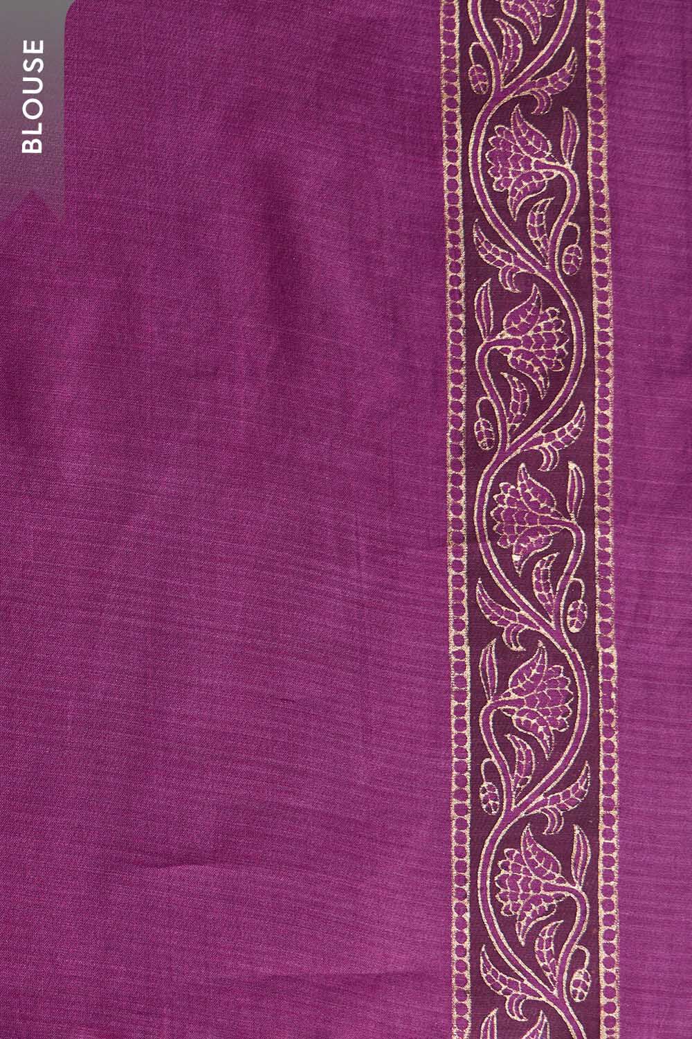 Purple Rajasthan Pure Silk Cotton Printed Sanganeri Saree image number null