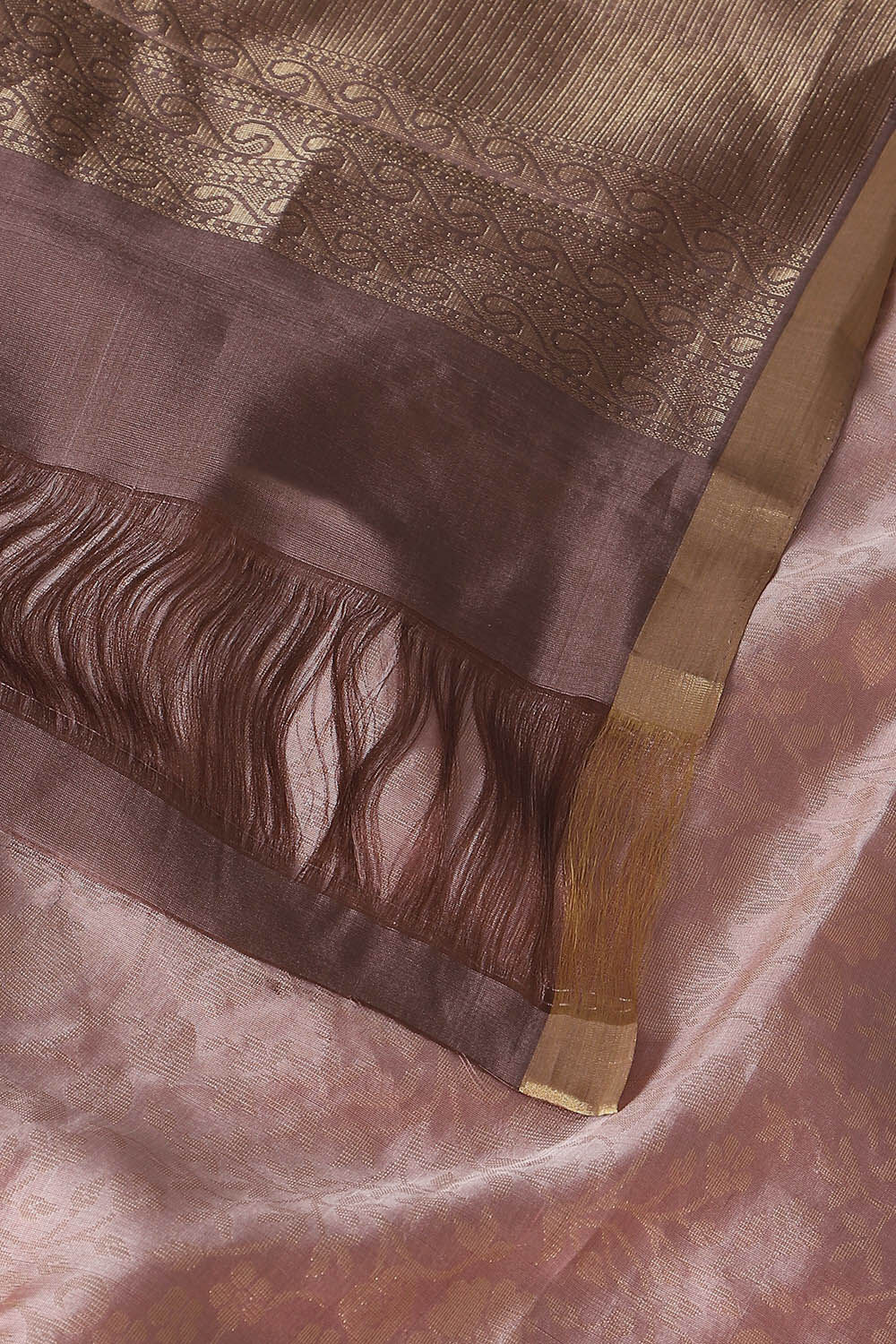 Brown Pure Silk South Saree image number null